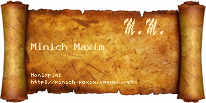 Minich Maxim névjegykártya